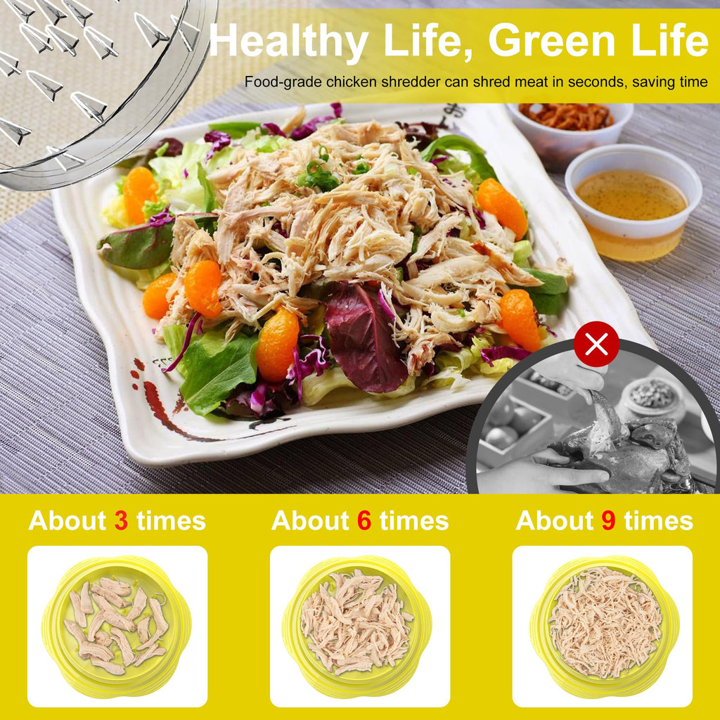 Chicken Shredder Large Chicken Breast Shredder Tool Twist with Brush&Fork, Visible Meat Shredder Machine, Strong Anti-Slip Strip, Ergonomic Handle, BPA Free, Suitable for Pork Beef Chicken