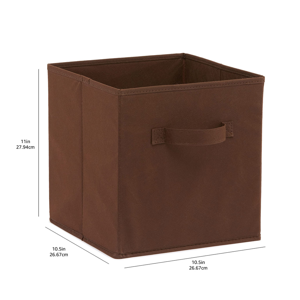 Amazon Basics Collapsible Fabric Storage Cubes Organizer with Handles, Sturdy, Gray, 10.5-x-10.5-x-11-inch, Pack of 6
