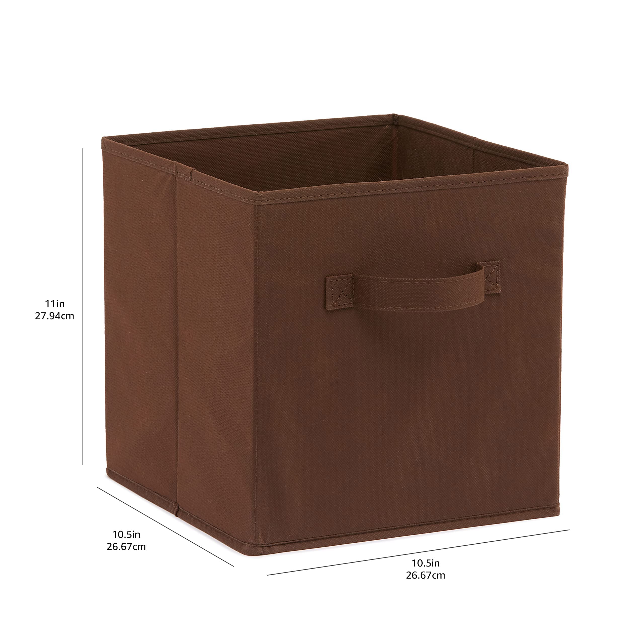 Amazon Basics Collapsible Fabric Storage Cubes Organizer with Handles, Sturdy, Gray, 10.5-x-10.5-x-11-inch, Pack of 6