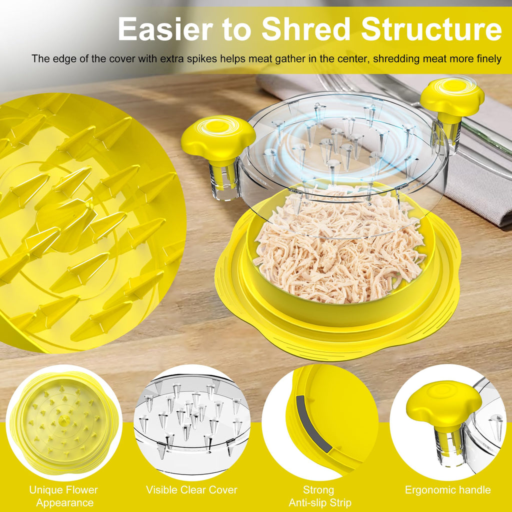 Chicken Shredder Large Chicken Breast Shredder Tool Twist with Brush&Fork, Visible Meat Shredder Machine, Strong Anti-Slip Strip, Ergonomic Handle, BPA Free, Suitable for Pork Beef Chicken
