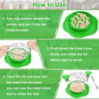 Chicken Shredder Large Chicken Breast Shredder Tool Twist with Brush&Fork, Visible Meat Shredder Machine, Strong Anti-Slip Strip, Ergonomic Handle, BPA Free, Suitable for Pork Beef Chicken