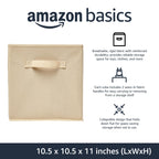 Amazon Basics Collapsible Fabric Storage Cubes Organizer with Handles, Sturdy, Gray, 10.5-x-10.5-x-11-inch, Pack of 6
