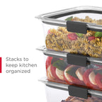 Rubbermaid Brilliance Food Storage Containers BPA Free Airtight Lids Ideal for Lunch Meal Prep & Leftovers Set of 5 (3.2 Cup)