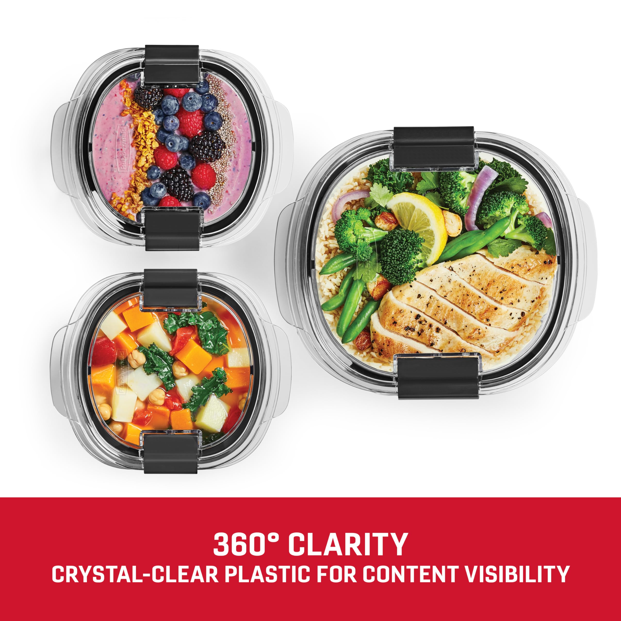 Rubbermaid Brilliance Food Storage Containers BPA Free Airtight Lids Ideal for Lunch Meal Prep & Leftovers Set of 5 (3.2 Cup)