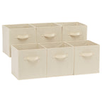 Amazon Basics Collapsible Fabric Storage Cubes Organizer with Handles, Sturdy, Gray, 10.5-x-10.5-x-11-inch, Pack of 6