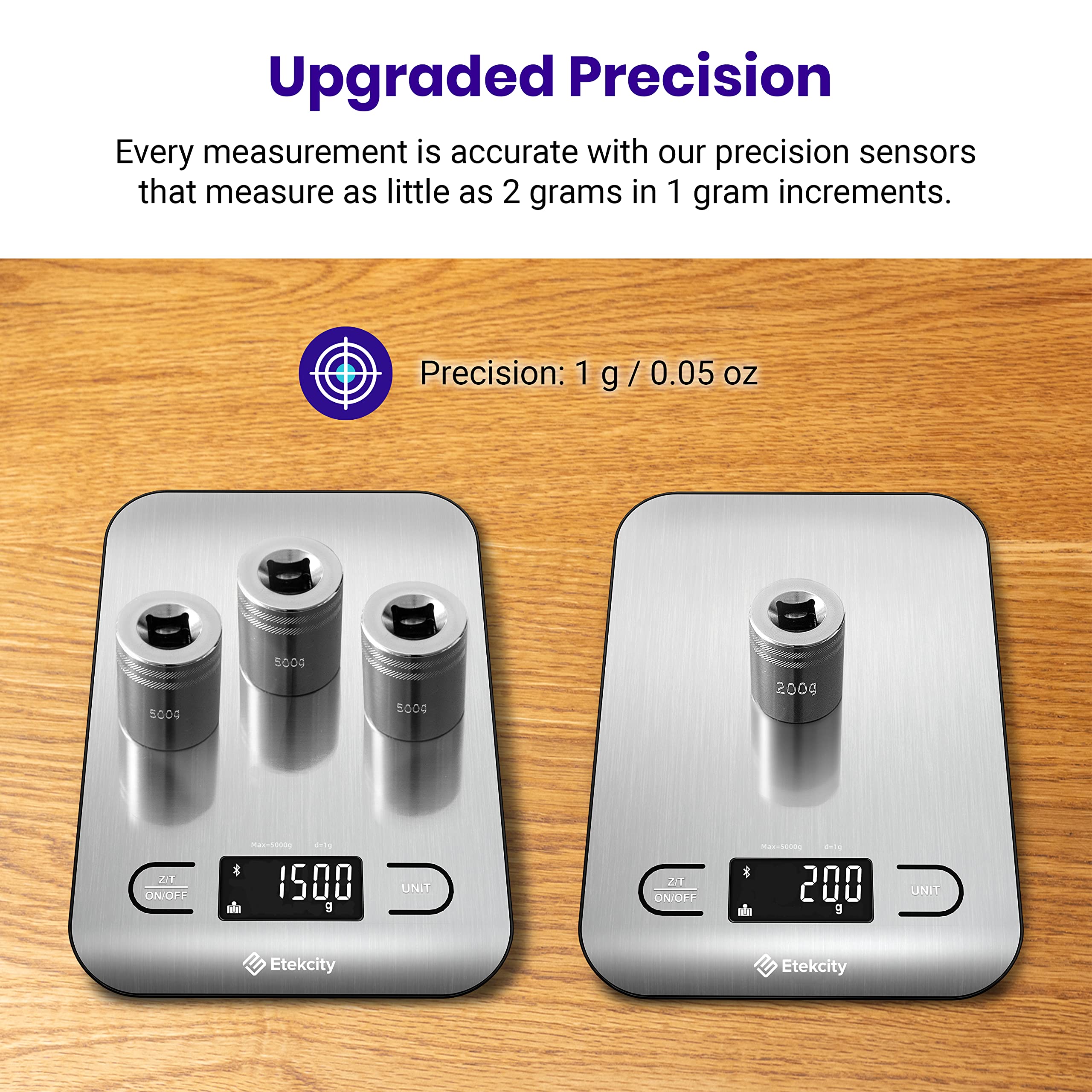 Etekcity Food Kitchen Scale, Digital Grams and Ounces for Weight Loss, Baking, Cooking, Keto and Meal Prep, LCD Display, Medium, 304 Stainless Steel