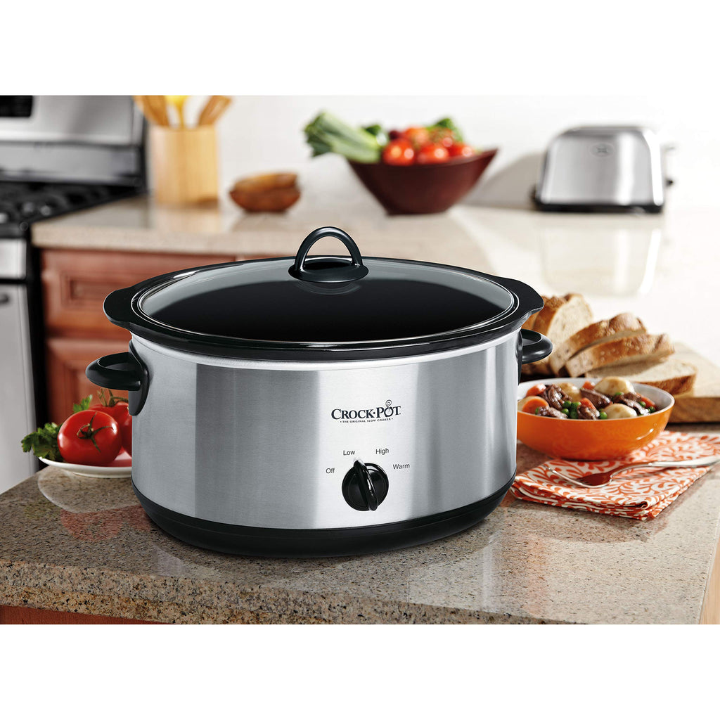 Crock-Pot 7 Quart Oval Manual Slow Cooker, Stainless Steel (SCV700-S-BR), Versatile Cookware for Large Families or Entertaining
