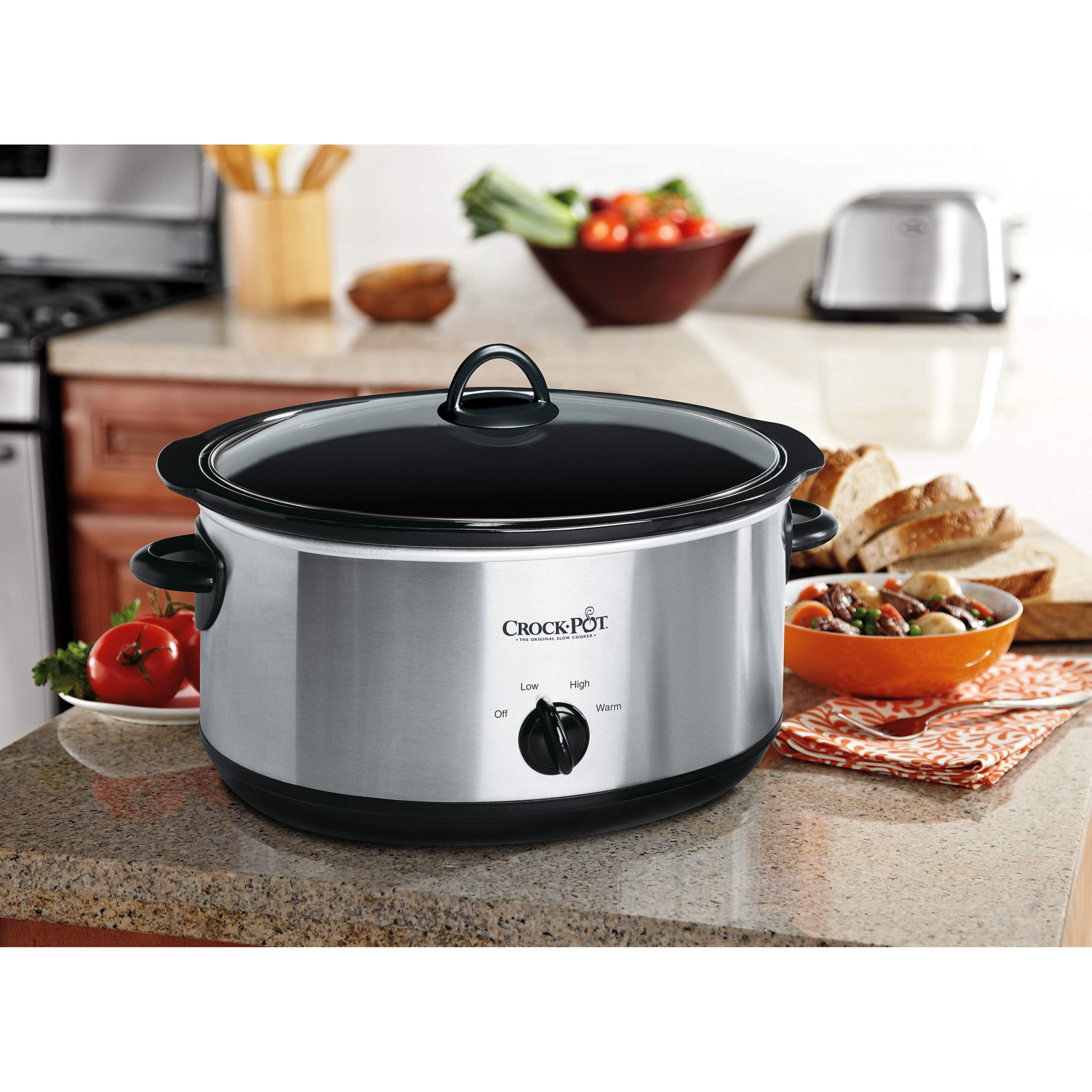 Crock-Pot 7 Quart Oval Manual Slow Cooker, Stainless Steel (SCV700-S-BR), Versatile Cookware for Large Families or Entertaining