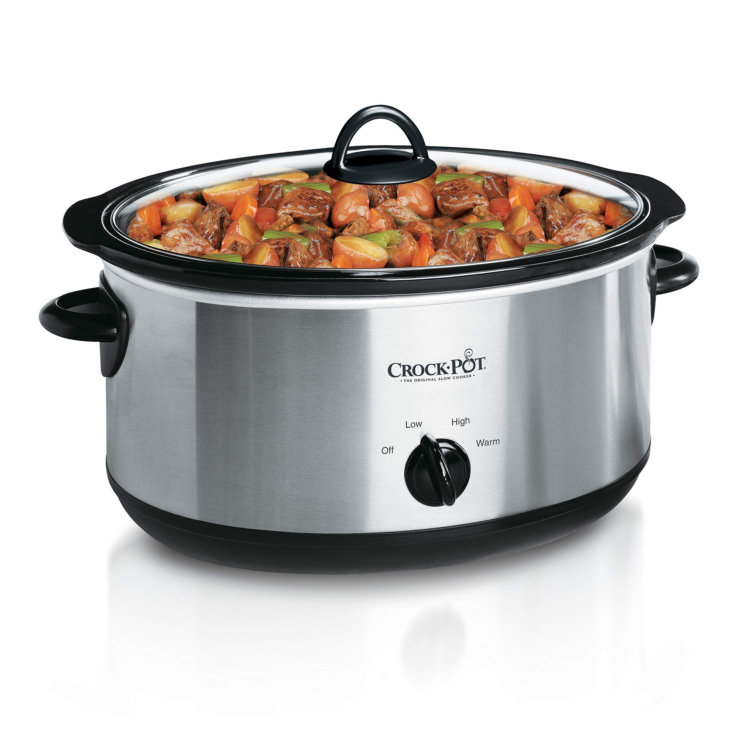 Crock-Pot 7 Quart Oval Manual Slow Cooker, Stainless Steel (SCV700-S-BR), Versatile Cookware for Large Families or Entertaining