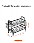2 Tier Stainless Steel Dish Drying Rack with Drainboard Utensil Holder Compact Rust Proof Kitchen Storage Organizer