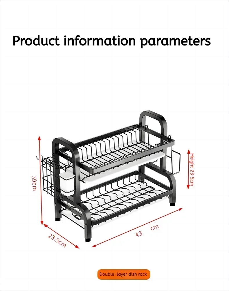 2 Tier Stainless Steel Dish Drying Rack with Drainboard Utensil Holder Compact Rust Proof Kitchen Storage Organizer