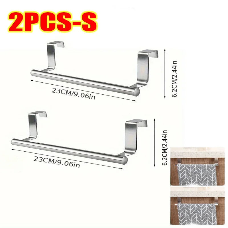 Towel Rack Over Door Towel Bar Hanging Holder Kitchen Towel Rack Stainless Steel Bathroom Kitchen Cabinet non-drilling rack