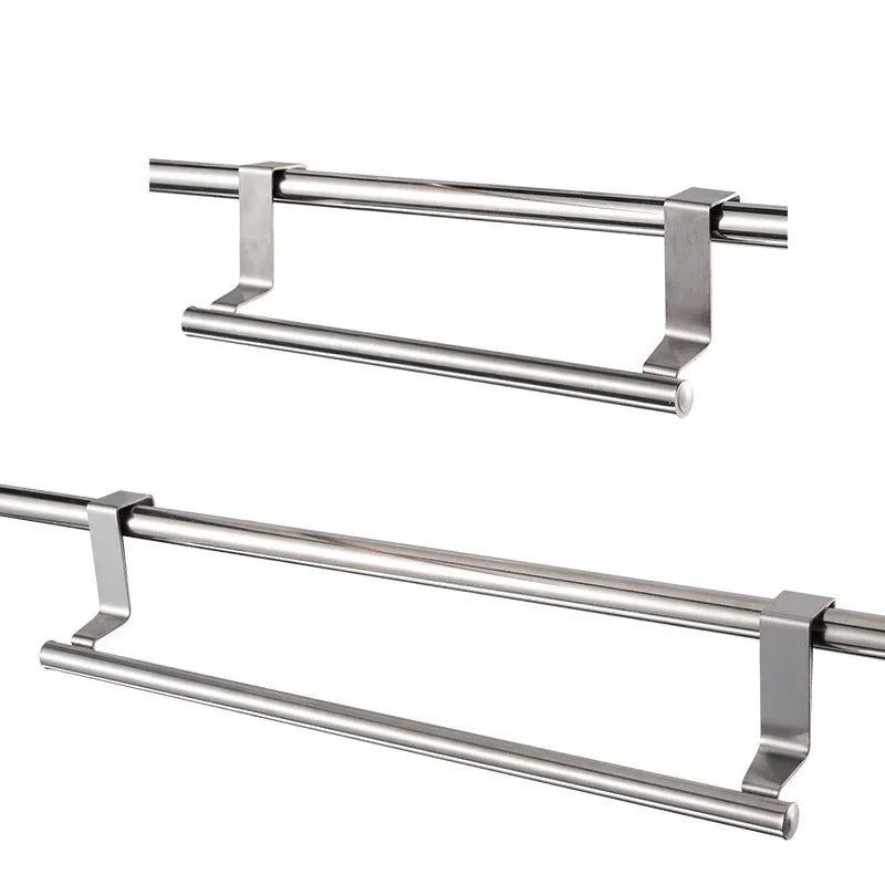 Towel Rack Over Door Towel Bar Hanging Holder Kitchen Towel Rack Stainless Steel Bathroom Kitchen Cabinet non-drilling rack