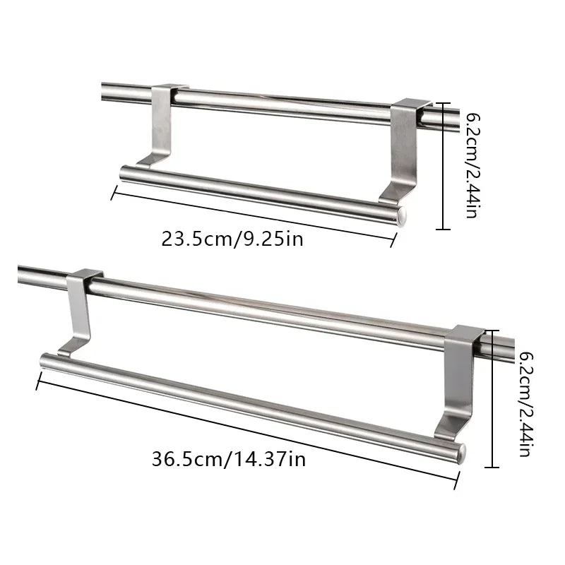 Towel Rack Over Door Towel Bar Hanging Holder Kitchen Towel Rack Stainless Steel Bathroom Kitchen Cabinet non-drilling rack