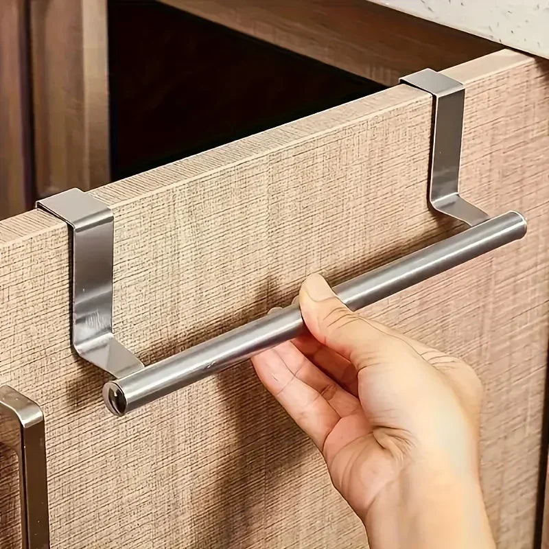 Towel Rack Over Door Towel Bar Hanging Holder Kitchen Towel Rack Stainless Steel Bathroom Kitchen Cabinet non-drilling rack
