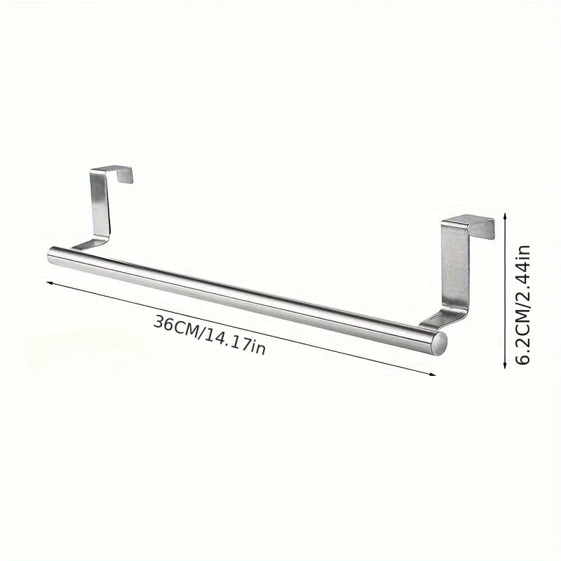 Towel Rack Over Door Towel Bar Hanging Holder Kitchen Towel Rack Stainless Steel Bathroom Kitchen Cabinet non-drilling rack