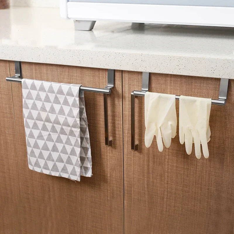 Towel Rack Over Door Towel Bar Hanging Holder Kitchen Towel Rack Stainless Steel Bathroom Kitchen Cabinet non-drilling rack