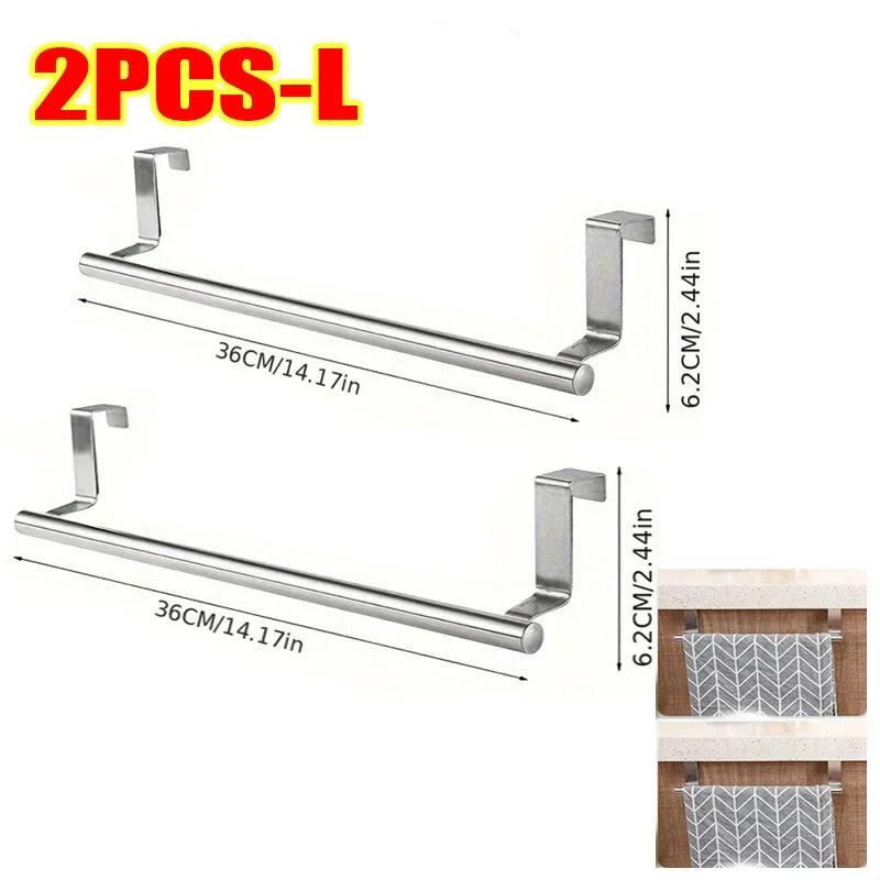 Towel Rack Over Door Towel Bar Hanging Holder Kitchen Towel Rack Stainless Steel Bathroom Kitchen Cabinet non-drilling rack