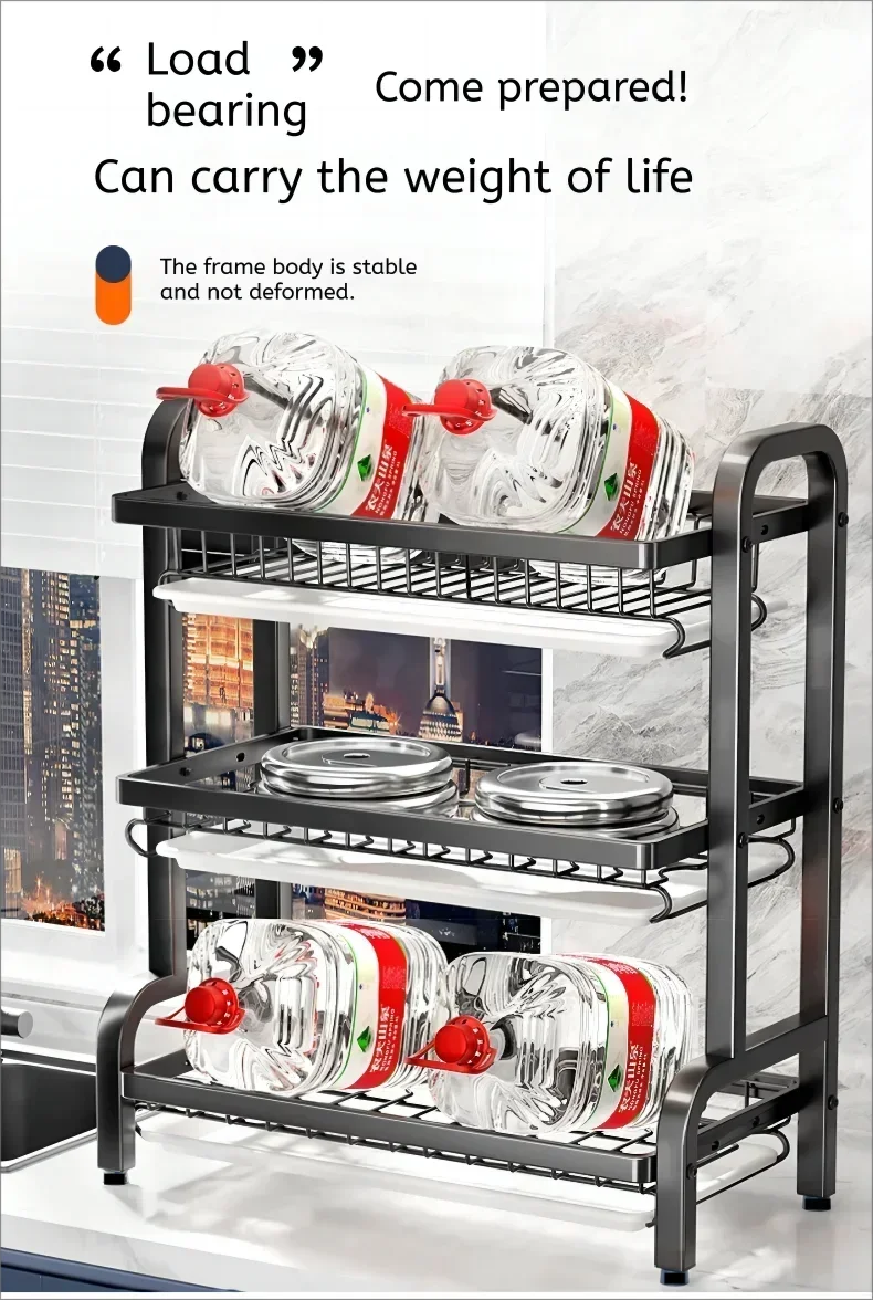 2 Tier Stainless Steel Dish Drying Rack with Drainboard Utensil Holder Compact Rust Proof Kitchen Storage Organizer